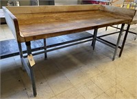 Table, Wooden, Rectangular, Metal Legs, 71.5in x