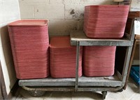 Metal Rolling Cart and Red Trays