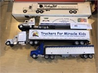 Lot of 4 Toy Semi Trucks
