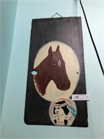 Vintage Piece of Slate with Horse Head