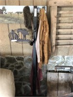 Vintage Wooden Clothes Tree, Leather Vest, Etc.