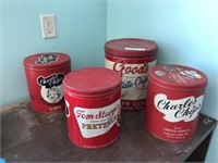 Lot of 4 Vintage Pretzel/Potatoes Chip Cans