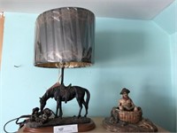 Horse Table Lamp, Ceramic Cowboy in Bath