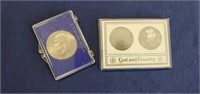 US Silver Dollar and God and Country Coins
