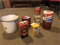 Selection of Advertising Tins, Agate Bucket, Train