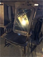 Oak Rocking Chair and Framed Mirror