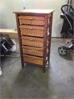 Wood storage with 5 basket drawers