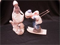 Two Lladro figurines: Girl Feeding Rabbit  9"