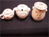 Three pieces of Autumn Leaf pattern by Hall china: