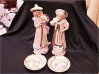 Pair of bisque figurines of people in period