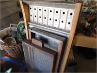 Wash boards, grain dryer, jar, cracker tin