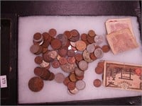 Mostly foreign coins and currency