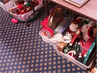 Three containers of Christmas ornaments,