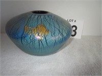 Signed 1982 Blue Art Glass Bowl