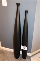 Pair of Black Vases (39" & 43" Tall) (R1)