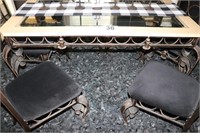Metal, Marble & Glass Dining Room Table with (6)