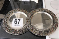 (4) Metal Plates with Stone Décor (Few Stones