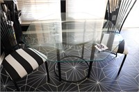 Metal & Glass Table with (2) Chairs (R2)