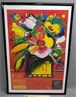 Peter Max Signed Abstract Flowers Poster