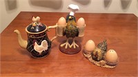 Rooster Teapot / Salt & Pepper Roosters