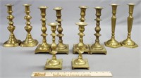 Lot of Antique Candlesticks Mostly Push Ups
