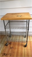 Wood Top Rolling Cart/Work Table