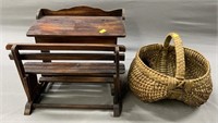 Doll Size Desk and Antique Buttocks Basket