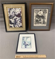 3 Framed Panda Prints