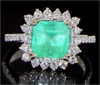 14kt Gold 2.89 ct Natural Emerald & Diamond Ring