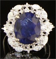 14kt Gold 8.15 ct Sapphire & Diamond Ring