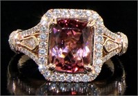 14kt Gold 2.50 ct Pink Tourmaline & Diamond Ring