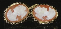 18kt Gold French Lock Cameo Earrings