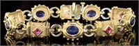14kt Gold Natural 5.75 ct Sapphire-Ruby Bracelet