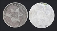 1852 & 1853 Silver 3 Cent Piece