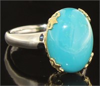 Natural 4.11 ct Cabochon Turquoise Ring