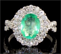 14kt Gold 2.97 ct Oval Emerald & Diamond Ring