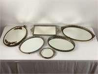 Lot of vintage mirrored trays