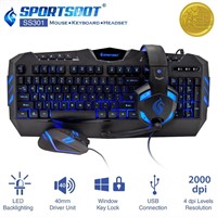 SportsBot Blue LED Gaming 3 pc. Combo Set