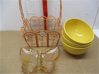 Basket, Bowls & Butterfly Dish