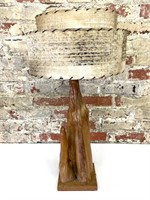 Hand Carved Wood Lamp with Shade 25? Height,