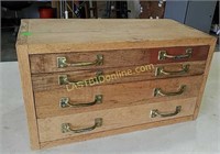 Heavy Small 4-Drawer Wooden Chest