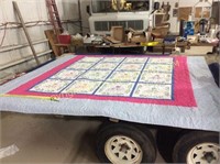 King size hand embroidered hand quilted quilt,