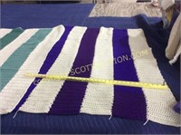 3 hand made yarn lap robes, 44”x46”