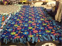 4 fleece blanket and lap robes, 3 hand tied edges