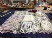 Twin size bed cover set, purple floral bed