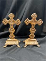 Two cast-iron crosses. 8 1/2 inches tall 4 1/2