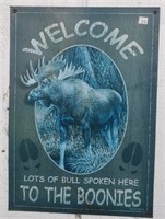 Metal Moose Sign, Approximately 11" x 16"
