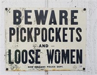 Beware Pickpockets Metal Sign, Approximately