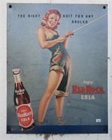 Metal Red Rock Cola Sign, Approximately 12.5" x