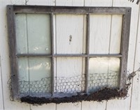 Vintage 34" x 27" Wooden Framed Window with